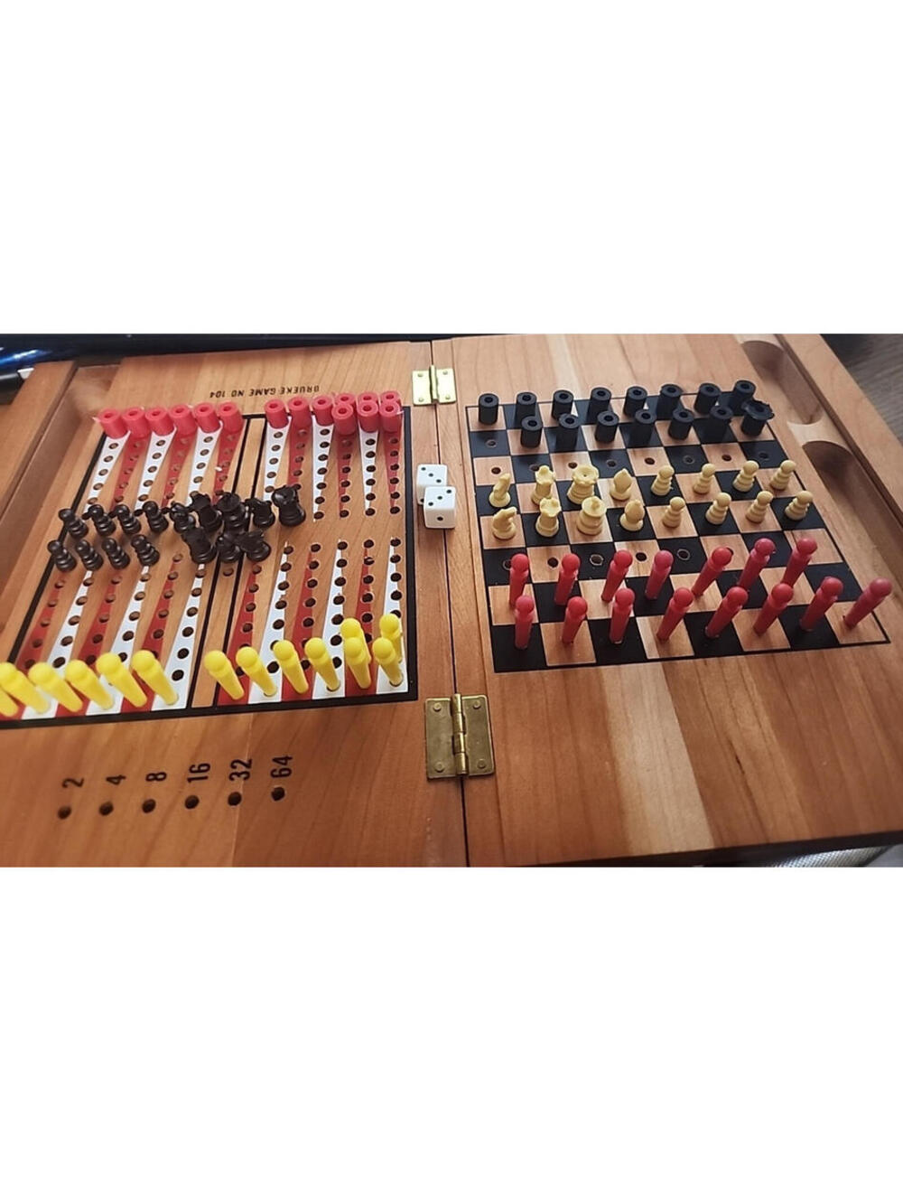 Vintage MC Drueke The Little Monarch Peg Sets Chess Checkers Backgammon no.104